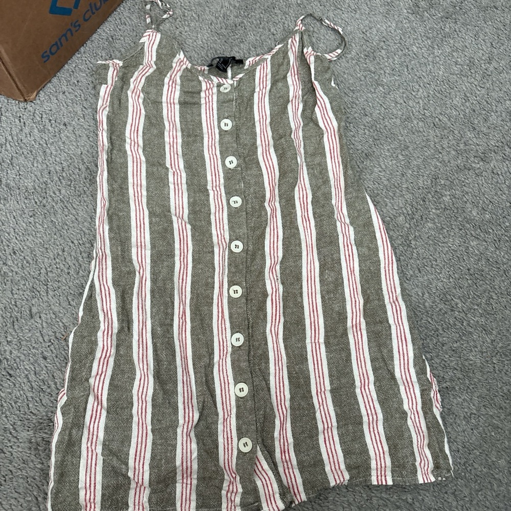 Forever 21 Olive and Red Striped Top
